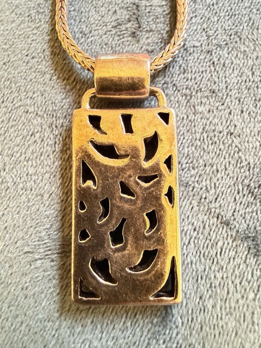 Deco style necklace silver tone filigree pendant With 22” chain unmarked Estate